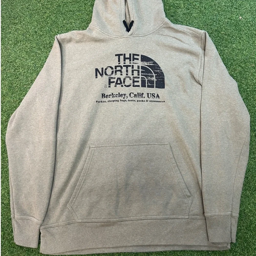 The North Face Mens XXL Berkeley Calif Graphic Hoodie Olive Green Khaki Fleece